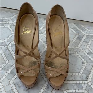 Christian Louboutin Platform nude open toe pumps